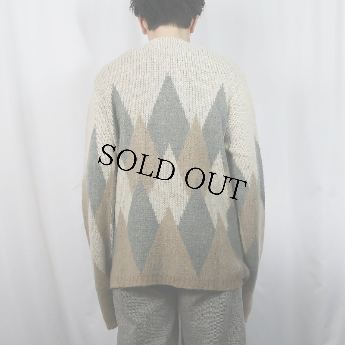 画像3: 60's YOUNG BREED by REVERE アーガイル柄 モヘアニットカーディガン L (3)