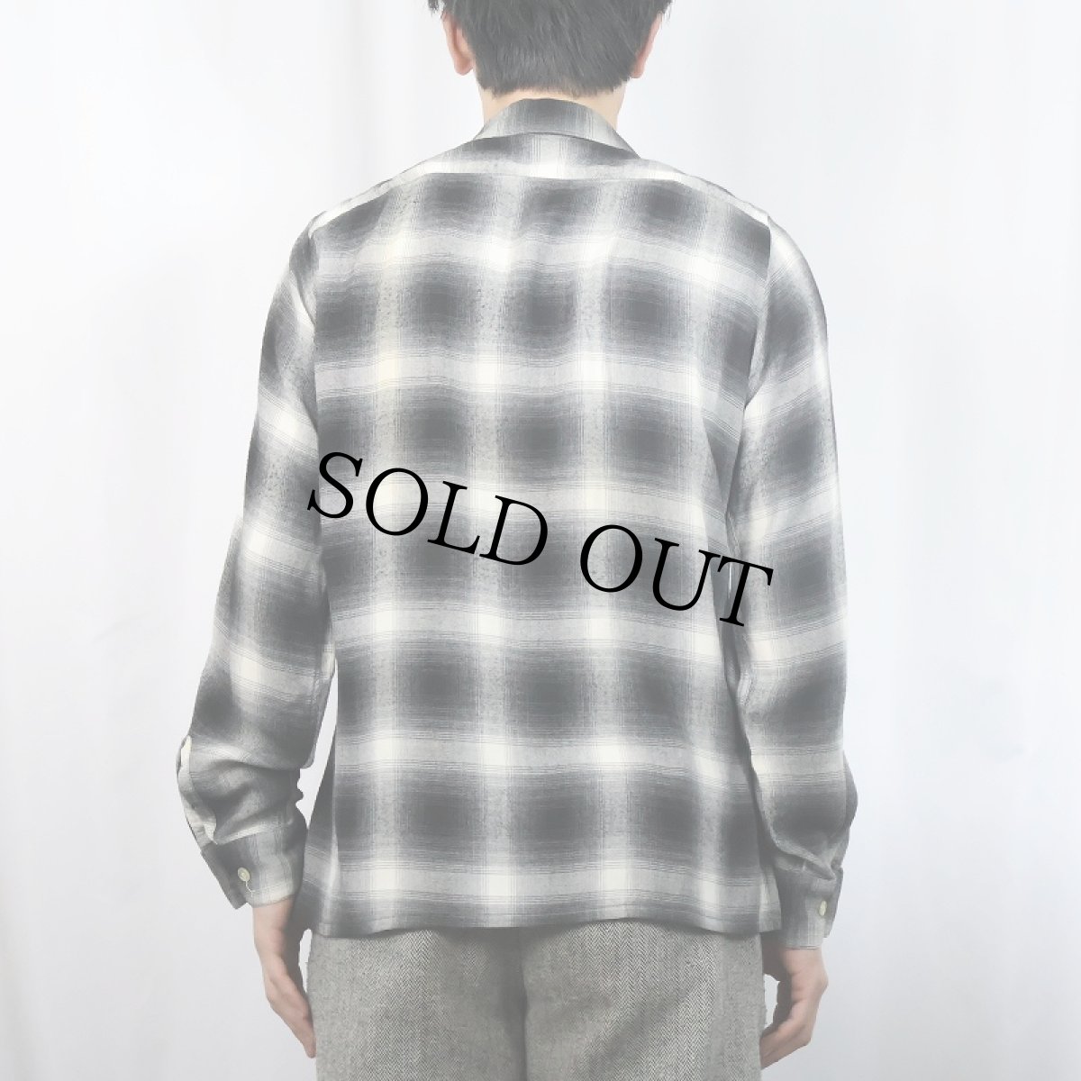 画像3: 60's ARROW オンブレーチェック柄 レーヨンオープンカラーシャツ S 14-14 1/2 (3)