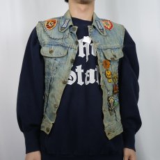 画像3: 70's Lois パッチ&チェーンカスタムデニム デニムベスト (3)