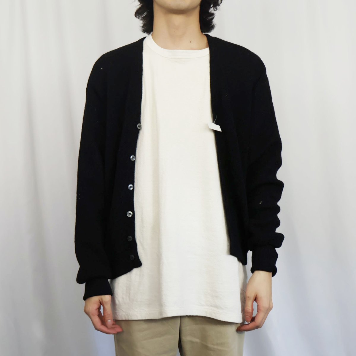 画像2: 60〜70's ANDHURST アルパカウールニットカーディガン BLACK (2)