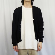 画像2: 60〜70's ANDHURST アルパカウールニットカーディガン BLACK (2)
