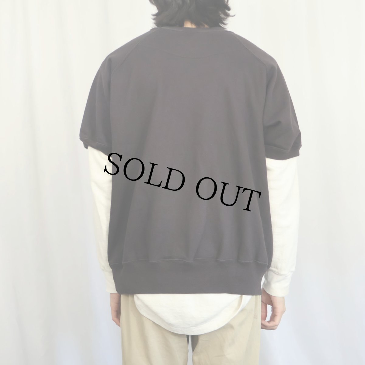 画像3: 90's Champion 青刺繍タグ 中期 USA製 ロゴ刺繍 半袖スウェット BLACK XL (3)