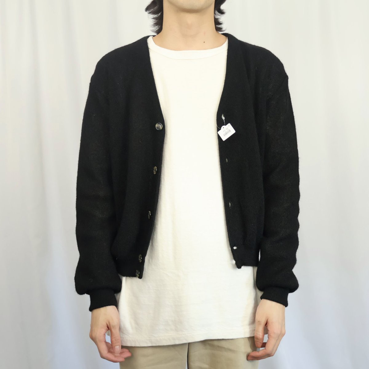 画像2: 60〜70's DAMON ITALY製 アルパカウール ニットカーディガン BLACK (2)