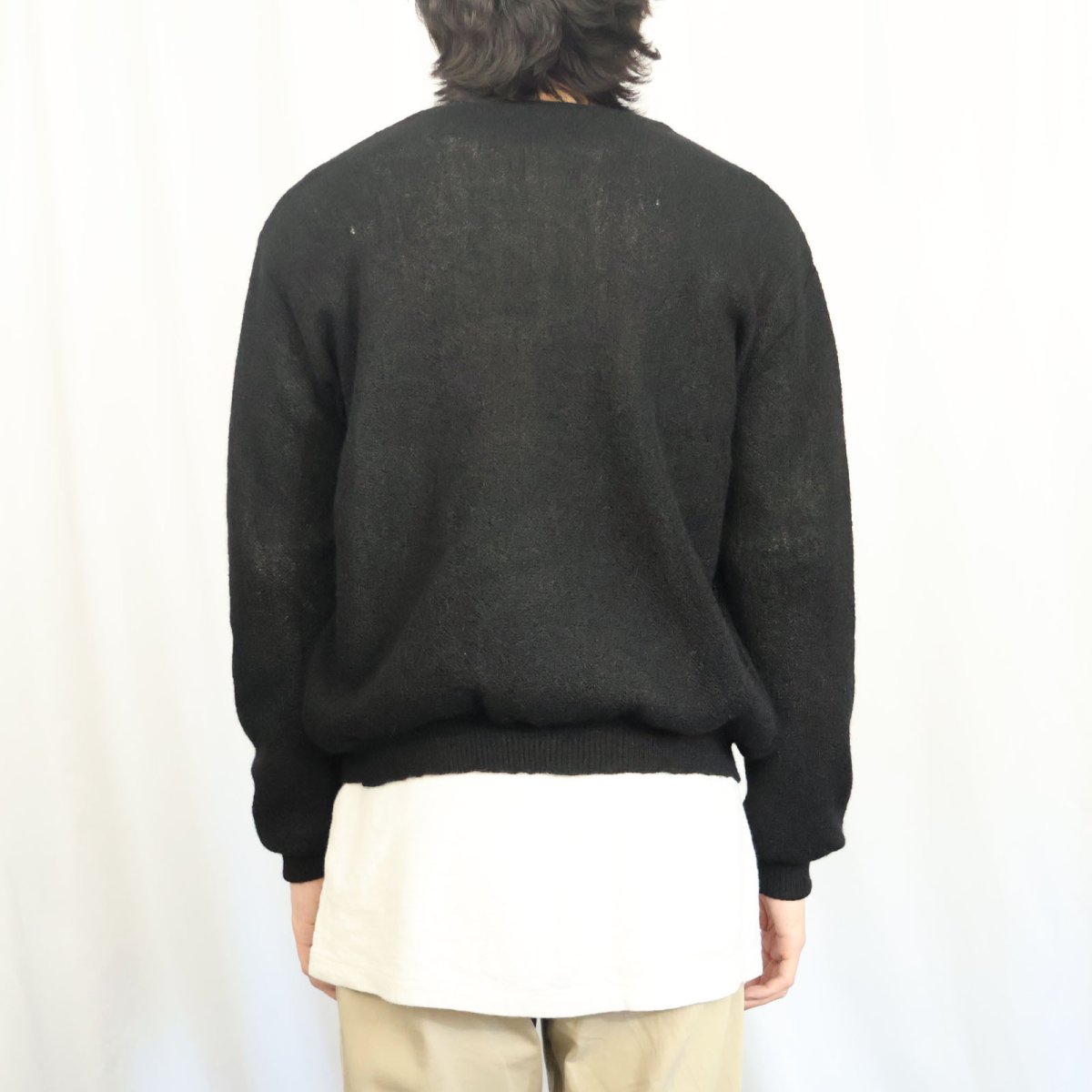画像3: 60〜70's DAMON ITALY製 アルパカウール ニットカーディガン BLACK (3)