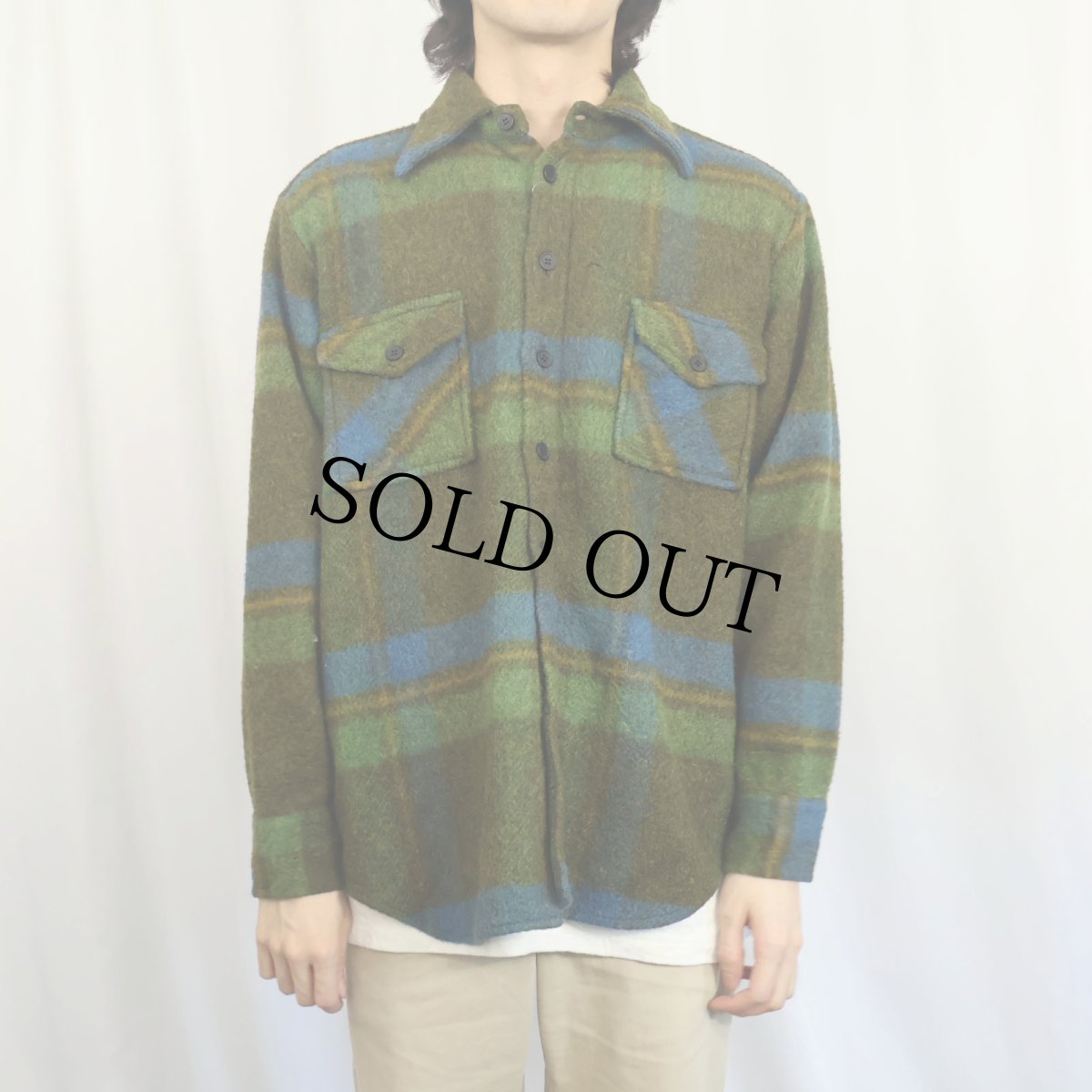 画像2: 50's McGREGOR USA製 チェック柄 ウールシャツ L (2)