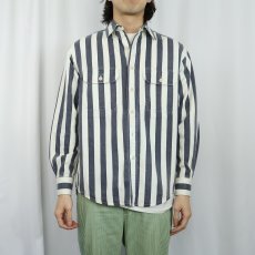 画像2: 90's GAP ストライプ柄 コットンツイルシャツ S (2)