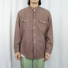 画像2: 60〜70's ヒッコリーストライプ バンドカラー ワークシャツ (2)