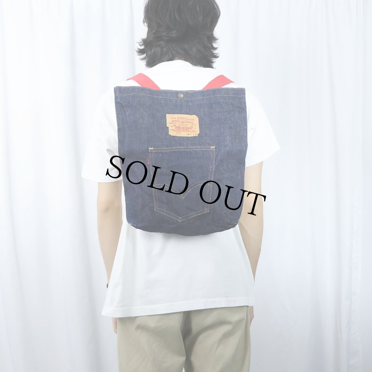 画像2: 70's LEVI'S BIGE デニムリュックサック (2)