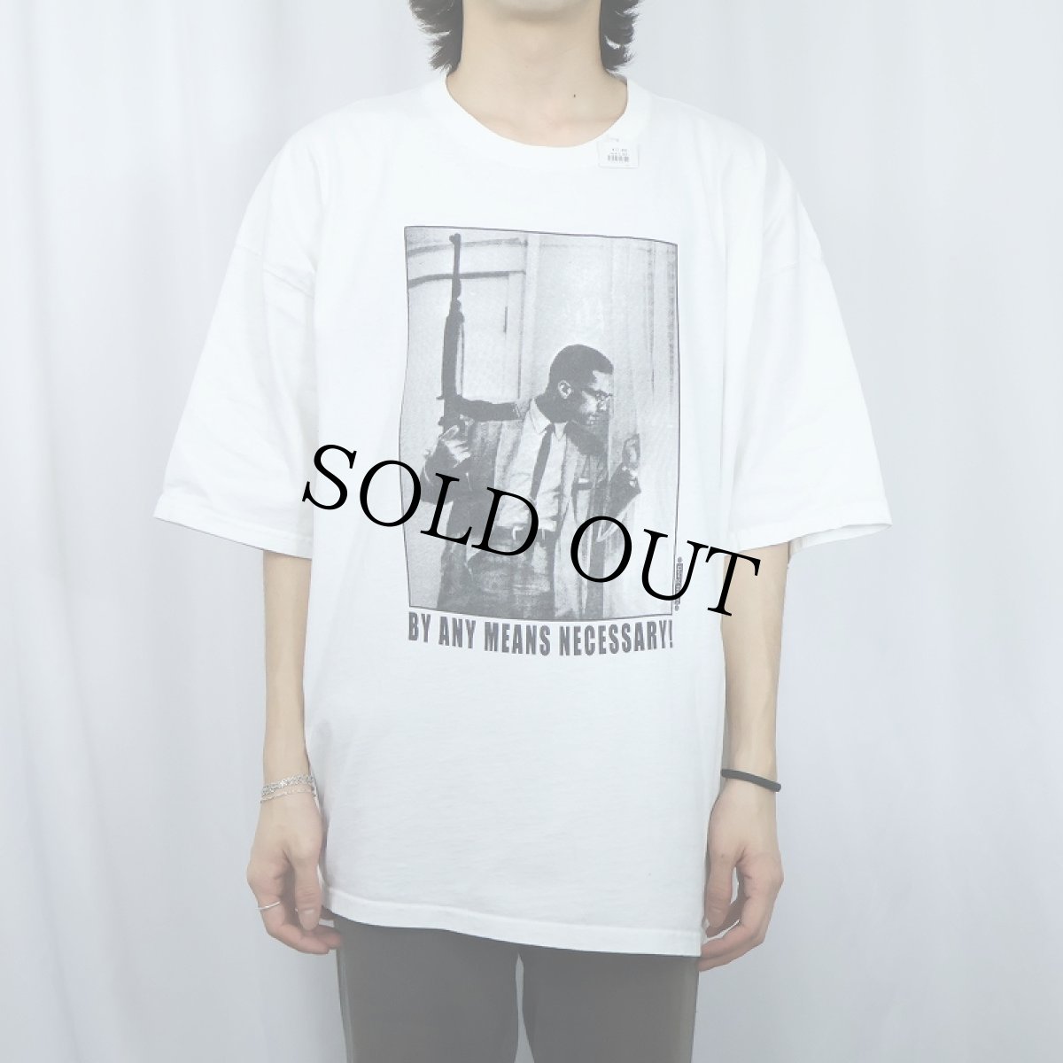 画像2: Malcolm X "By Any Means Necessary!" 名言プリントTシャツ 3XL (2)