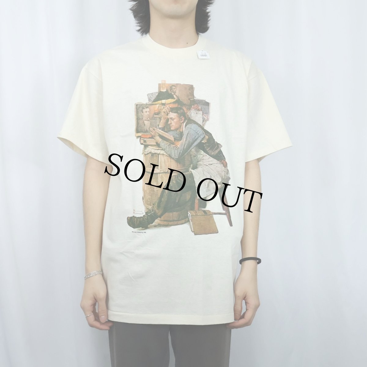 画像2: 90's Norman Rockwell USA製 "The Law Student" アートプリントTシャツ DEADSTOCK L (2)