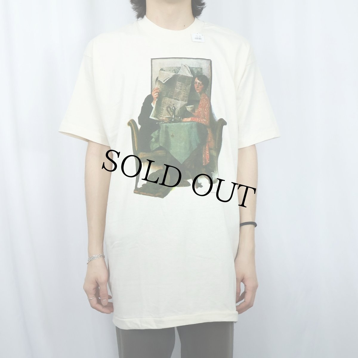 画像2: 90's Norman Rockwell USA製 "The Breakfast Table" アートプリントTシャツ DEADSTOCK XL (2)