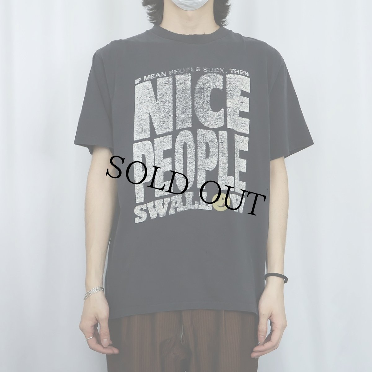 画像2: 90's USA製 NICE PEOPLE プリントTシャツ BLACK L (2)