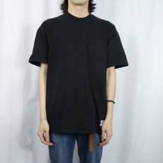 画像2: 90's RUSSELL ATHLETIC USA製 ポケットTシャツ BLACK L (2)