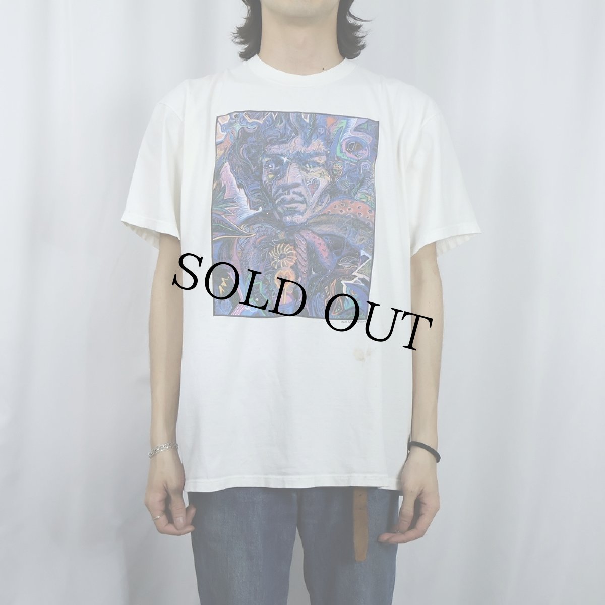 画像2: 90's David Sanders USA製 "Jimi Hendrix" ミュージシャン アートプリントTシャツ XL (2)