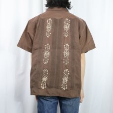 画像3: 70〜80's Yucatan 刺繍入り コットンポリ キューバシャツ (3)