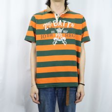 画像2: POLO Ralph Lauren "CUSTOM FIT" ボーダー柄 ラガーシャツ L (2)