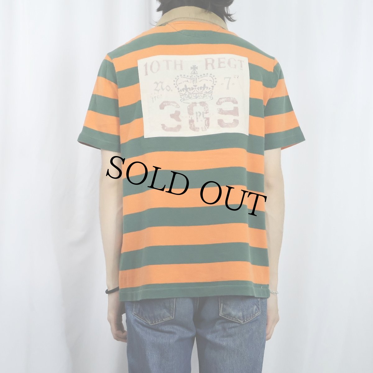 画像3: POLO Ralph Lauren "CUSTOM FIT" ボーダー柄 ラガーシャツ L (3)