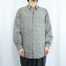 画像2: JHANE BARNES 総柄 コットンシャツ M (2)