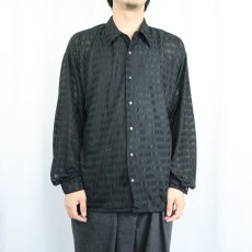 画像2: Monzini Collection ボーダー柄 シースルーシャツ M (2)