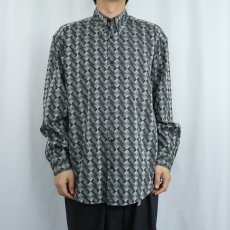 画像2: JHANE BARNES 総柄 コットンレーヨンシャツ M (2)