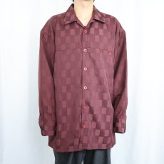 画像2: ALBERTO CELINI ブロックチェック柄 シャイニーオープンカラーシャツ XL (2)