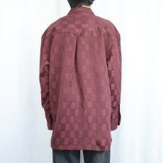 画像3: ALBERTO CELINI ブロックチェック柄 シャイニーオープンカラーシャツ XL (3)
