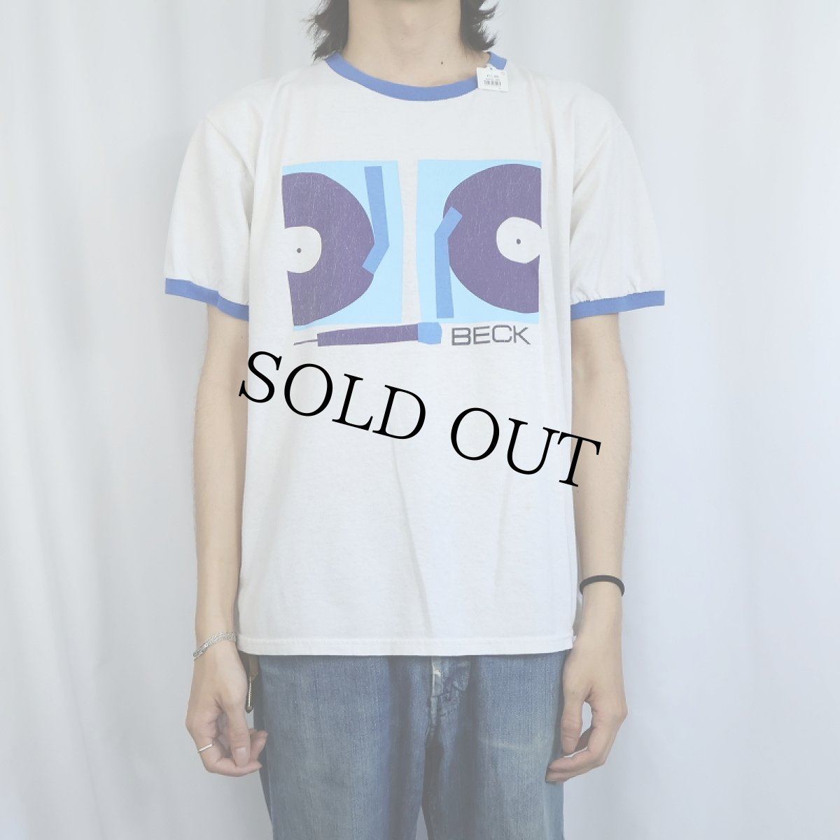画像2: BECK ミュージシャンプリント リンガーTシャツ L (2)