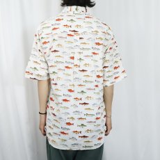 画像3: USA製 魚柄 コットンシャツ XL (3)