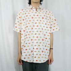 画像2: USA製 魚柄 コットンシャツ M (2)