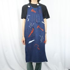 画像2: 工具柄 デニムエプロン 耳付き (2)
