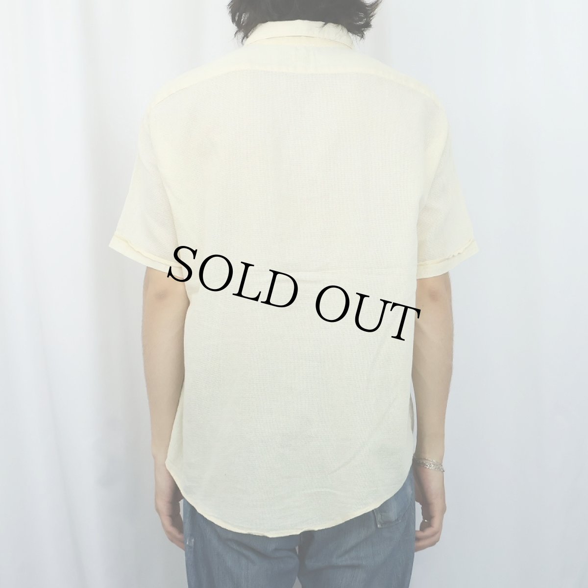 画像3: 50〜60's Wash and Wear コットンメッシュ オープンカラーシャツ (3)