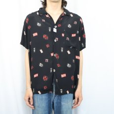画像2: CHICO'S DESIGN 総柄 レーヨンシャツ BLACK SIZE2 (2)