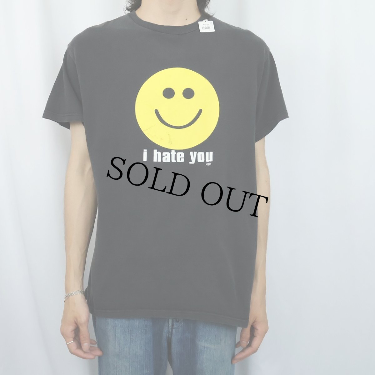 画像2: I hate you スマイルプリントTシャツ BLACK (2)
