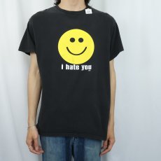 画像2: I hate you スマイルプリントTシャツ BLACK (2)