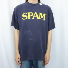 画像2: 90's SPAM USA製 ロゴプリントTシャツ NAVY XL (2)