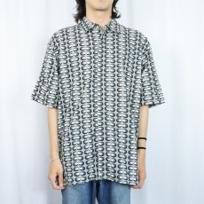 画像2: no boundaries 総柄コットンシャツ L (2)