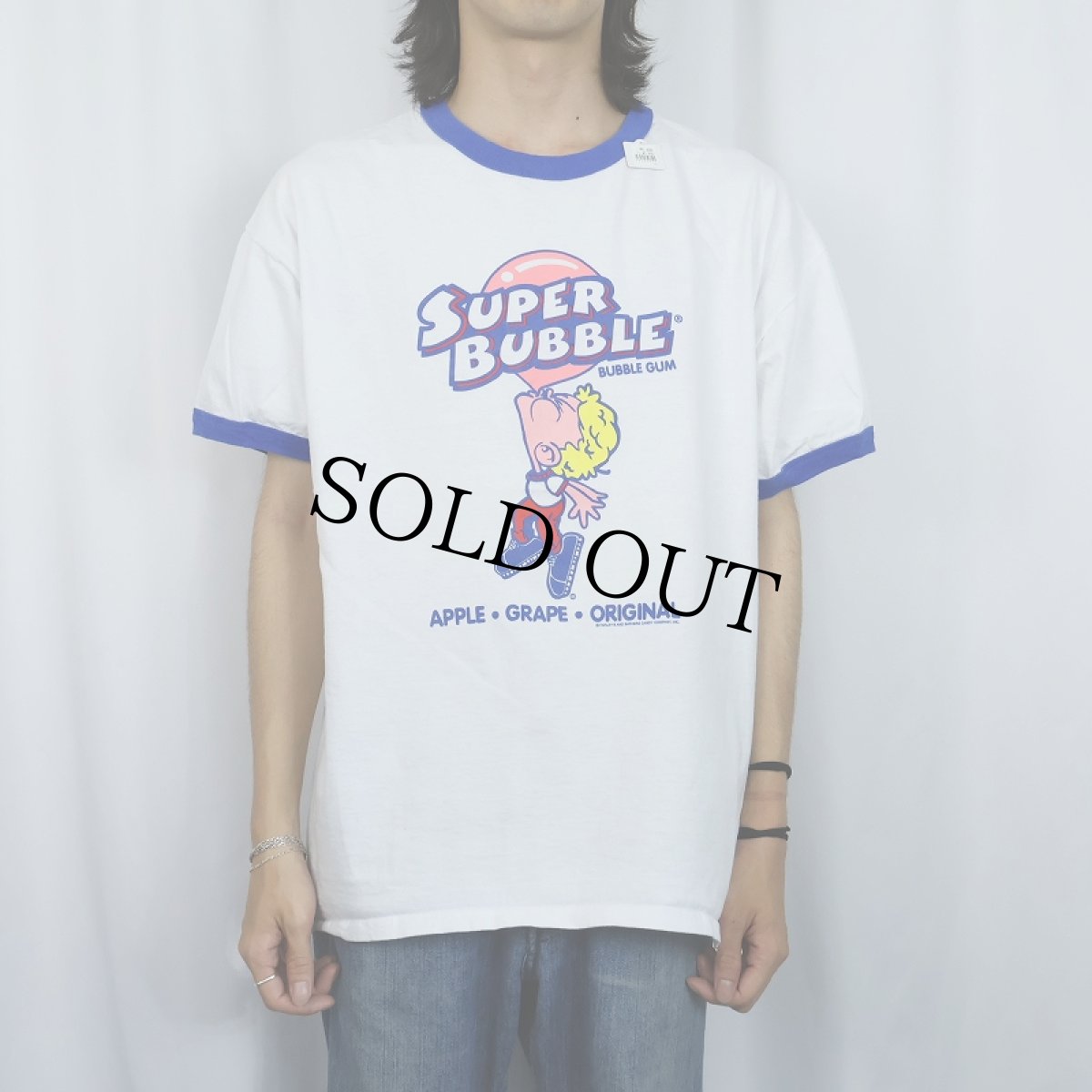 画像2: Super Bubble Gum お菓子プリント リンガーTシャツ XL (2)