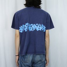 画像3: 70〜80's USA製 "OSU" ハイビスカスプリントTシャツ NAVY XL (3)