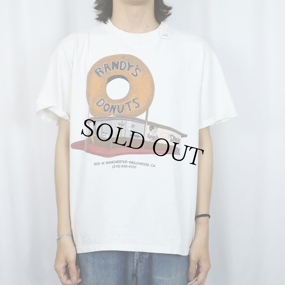 画像2: Randy's Donuts ドーナツショップ プリントTシャツ L (2)