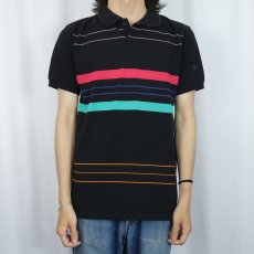 画像2: 70's Ocean Pacific USA製 ボーダー柄 ポロシャツ BLACK L (2)