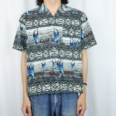 画像2: 70's Hawaiian Holiday オールオーバーパターン コットンハワイアンシャツ (2)