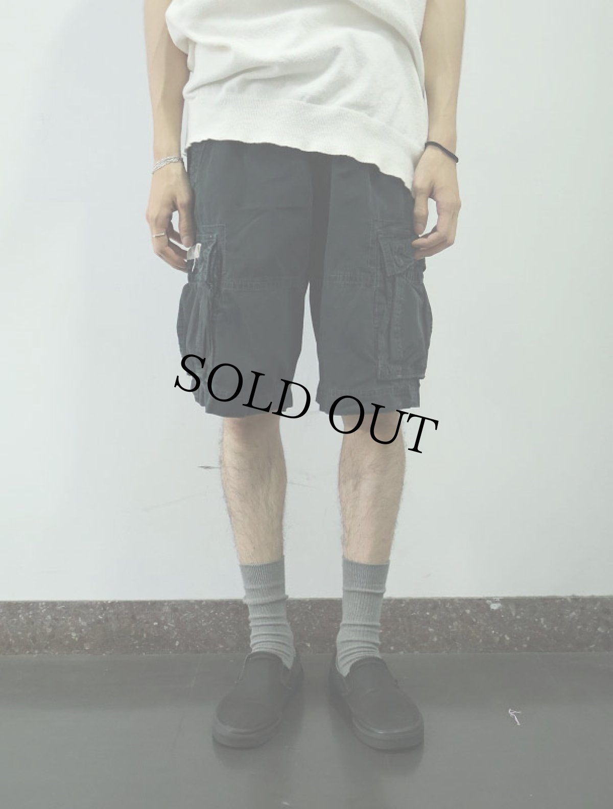 画像2: Ralph Lauren POLO JEANS リップストップ コットンカーゴショーツ BLACK W32 (2)