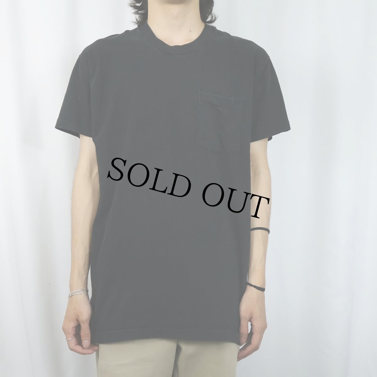 画像2: 90's Hanes 無地ポケットTシャツ BLACK (2)