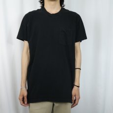 画像2: 90's Hanes 無地ポケットTシャツ BLACK (2)