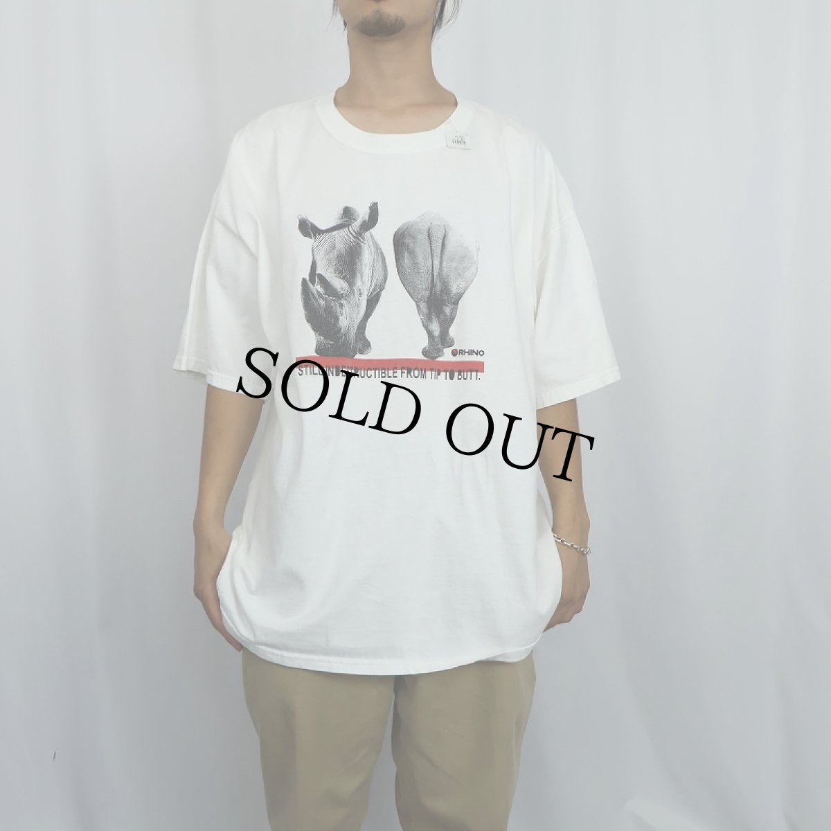 画像2: RHINO Records レコードレーベル アニマルプリントTシャツ XXL (2)