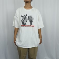 画像2: RHINO Records レコードレーベル アニマルプリントTシャツ XXL (2)
