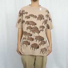 画像2: 90's Harlequin K.G. USA製 バッファロープリントTシャツ L (2)