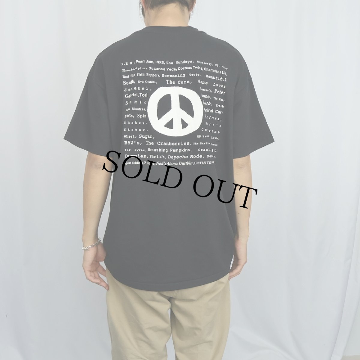 画像4: 90's USA製 "99X 99.7FM Atlanta" オルタナティブ・ロック専門ラジオ局 ピースマークプリントTシャツ BLACK XL (4)