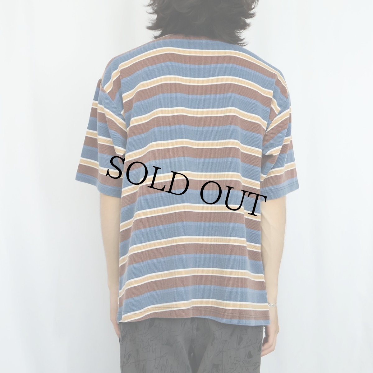 画像3: USA製 マルチボーダー柄 リブTシャツ ONE SIZE (3)