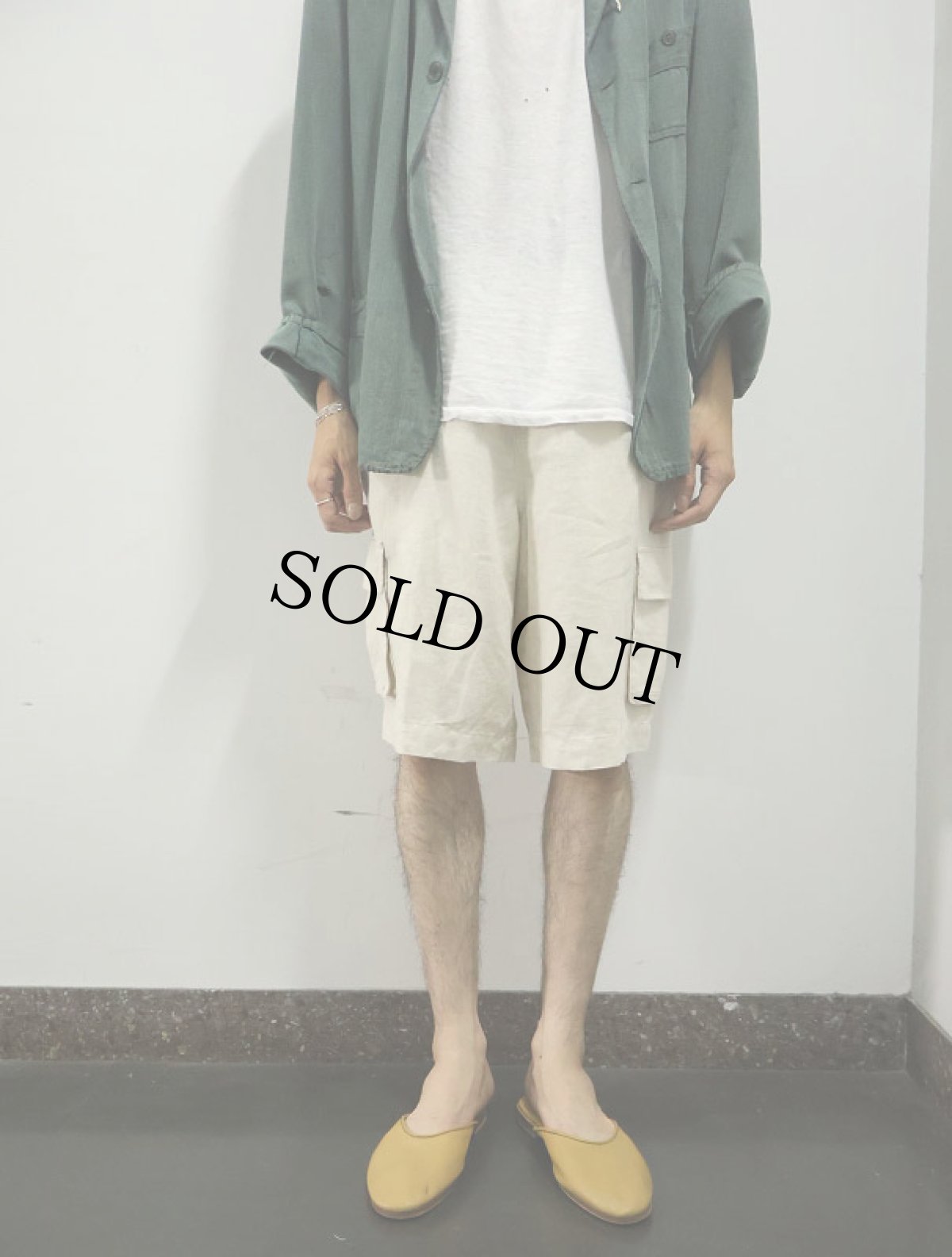 画像2: Tasso Ella リネンカーゴショーツ DEADSTOCK W35 (2)